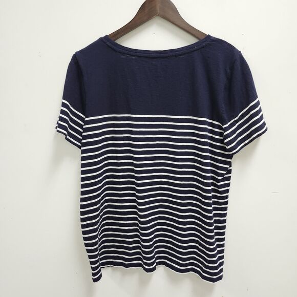Talbots Womens Plus Short Sleeve Tee Size XL Blue Striped Stars Patriotic Heart - Picture 3 of 9